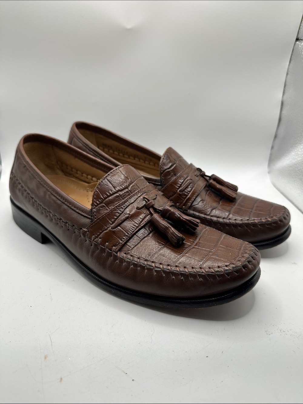 Brown Leather Tassel Loafers - Classic Men’s Dress Shoes size 8